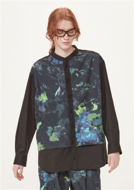 切り替えデザインブロードシャツ