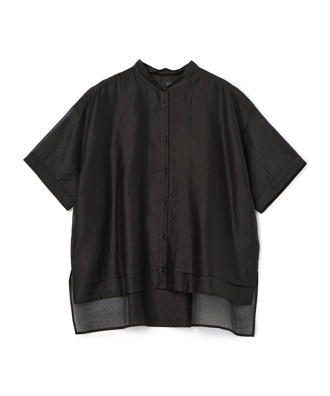 ATSURO TAYAMA シアーポプリン半袖バンドカラーシャツ_variation_1