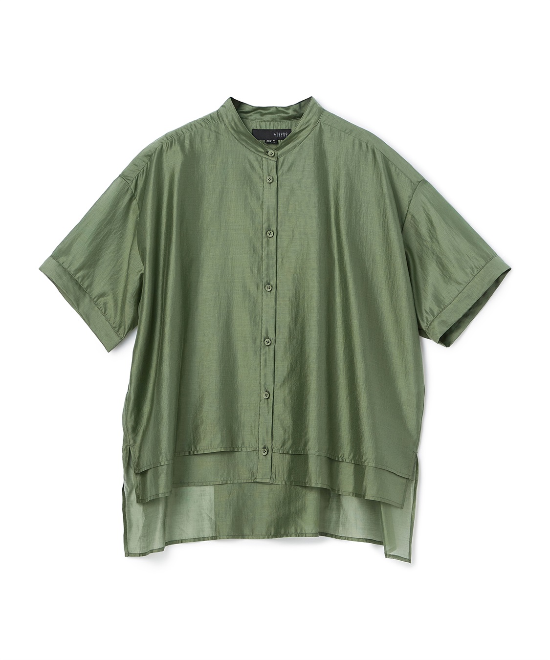 ATSURO TAYAMA シアーポプリン半袖バンドカラーシャツ_variation_2