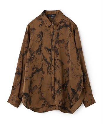 マーブルプリントブラウス(ブラウン系-34)