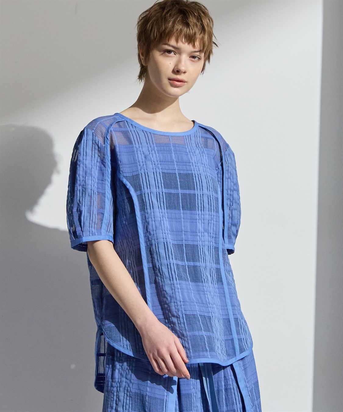 ATSURO TAYAMA シースルーチェックブラウス_main