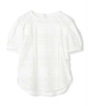 シースルーチェックブラウス(ホワイト-36)