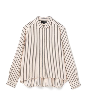シアーストライプロングスリーブシャツ(ベージュ系-36)