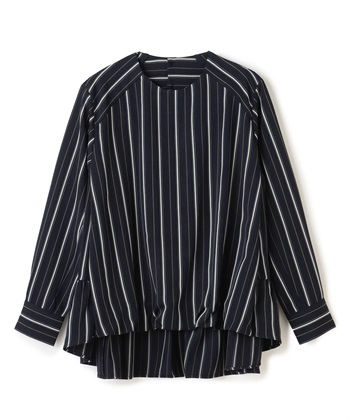 切り替え総柄ブラウス(ネイビー-36)