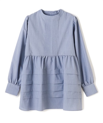 ティアード切り替えブラウス(ブルー-36)