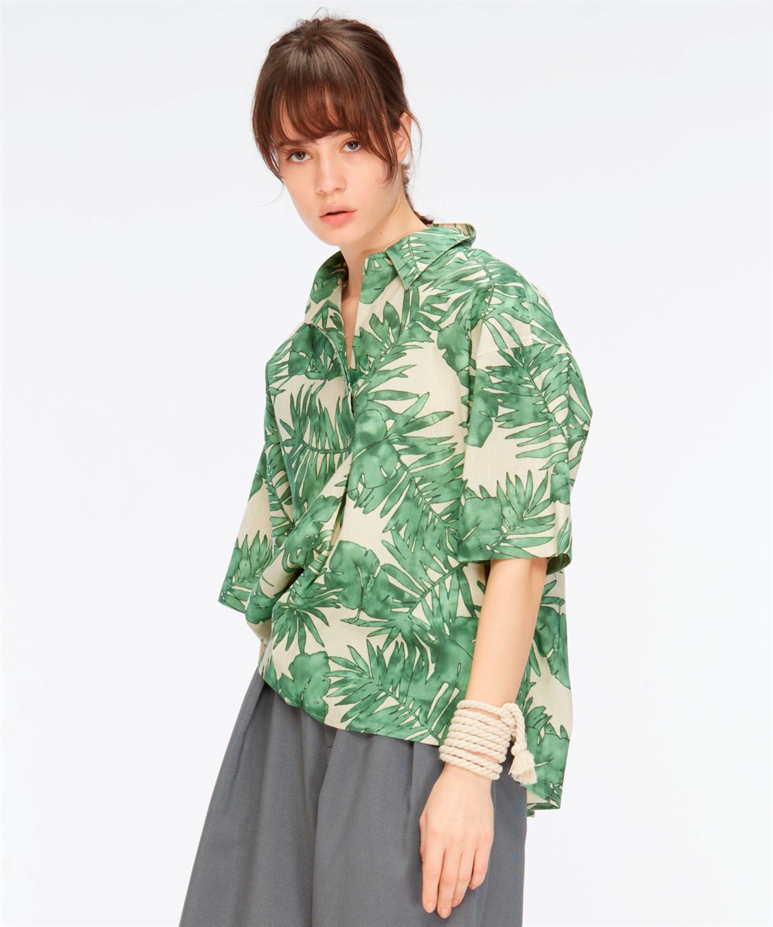 ATSURO TAYAMA トロピカルリーフプリント半袖シャツ_main
