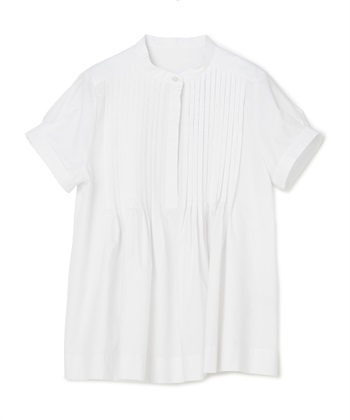 ピンタックスタンドカラーブラウス(ホワイト-36)