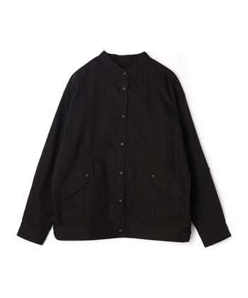 【ART OF GARDEN】コットン×リネンバンドカラーブルゾン(ブラック-36)