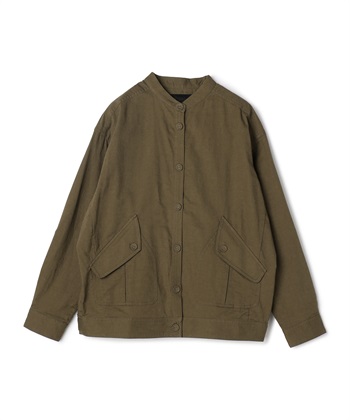 【ART OF GARDEN】コットン×リネンバンドカラーブルゾン(カーキ-36)