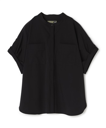 接触冷感ノーカラーシャツ(ブラック-36)
