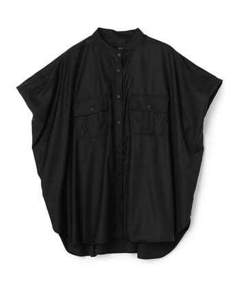 フラップポケットオーバーブラウス(ブラック-36)