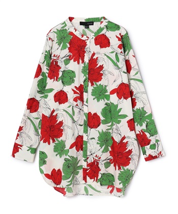 総柄バンドカラーシャツ(ホワイト系-38)