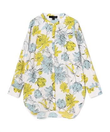 総柄バンドカラーシャツ(ピンク系-36)