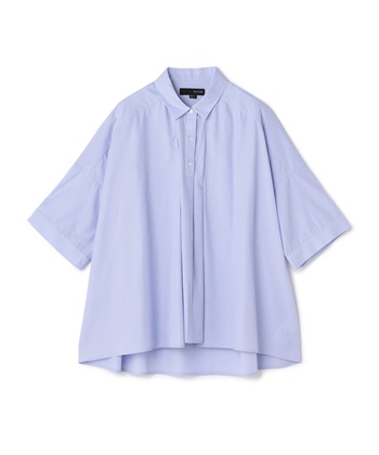 ストライプ柄ドロップショルダーシャツ(ネイビー系-36)