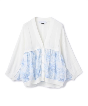 フラワープリントドルマンカーディガン(ホワイト-36)