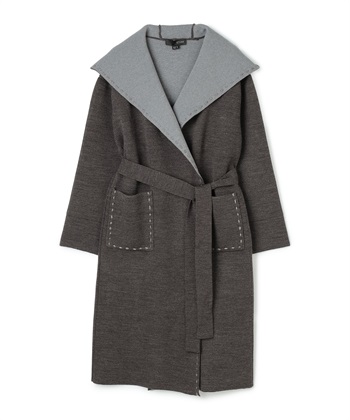 ダブルフェイスビッグカラーコート(グレー系-36)
