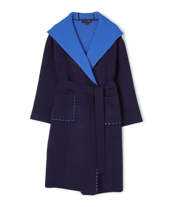 ダブルフェイスビッグカラーコート(ネイビー系-36)