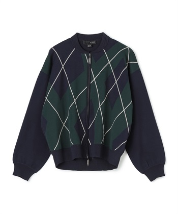 イレギュラーアーガイルニットブルゾン(ネイビー系-36)