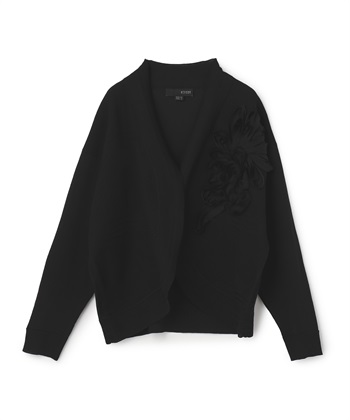 フラワーモチーフニットカーディガン(ブラック-36)