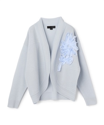 フラワーモチーフニットカーディガン(サックス-36)