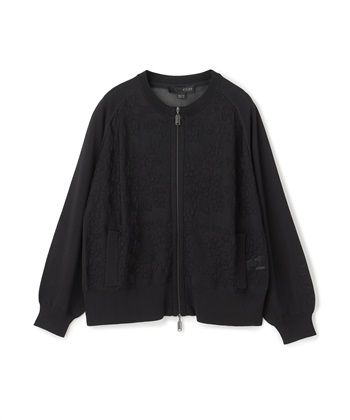 フラワーレーシージャカード切り替えジャケット(ブラック-36（M）)