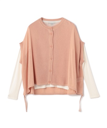 シアーブラウス×ニット2点セット(ピンク-36)