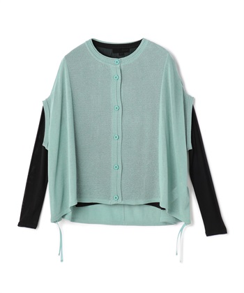 シアーブラウス×ニット2点セット(グリーン-36)