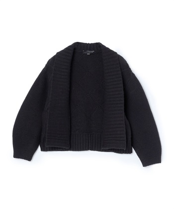 ダイヤ柄カーディガン(ブラック-36)