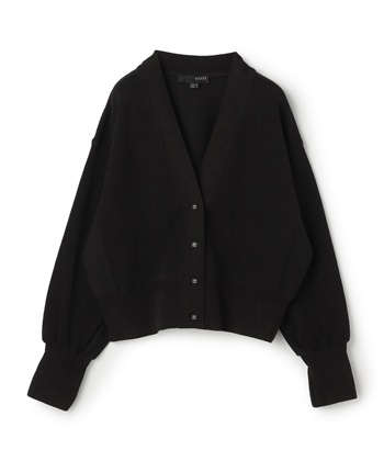 ヘリンボーン柄カーディガン(ブラック-36)