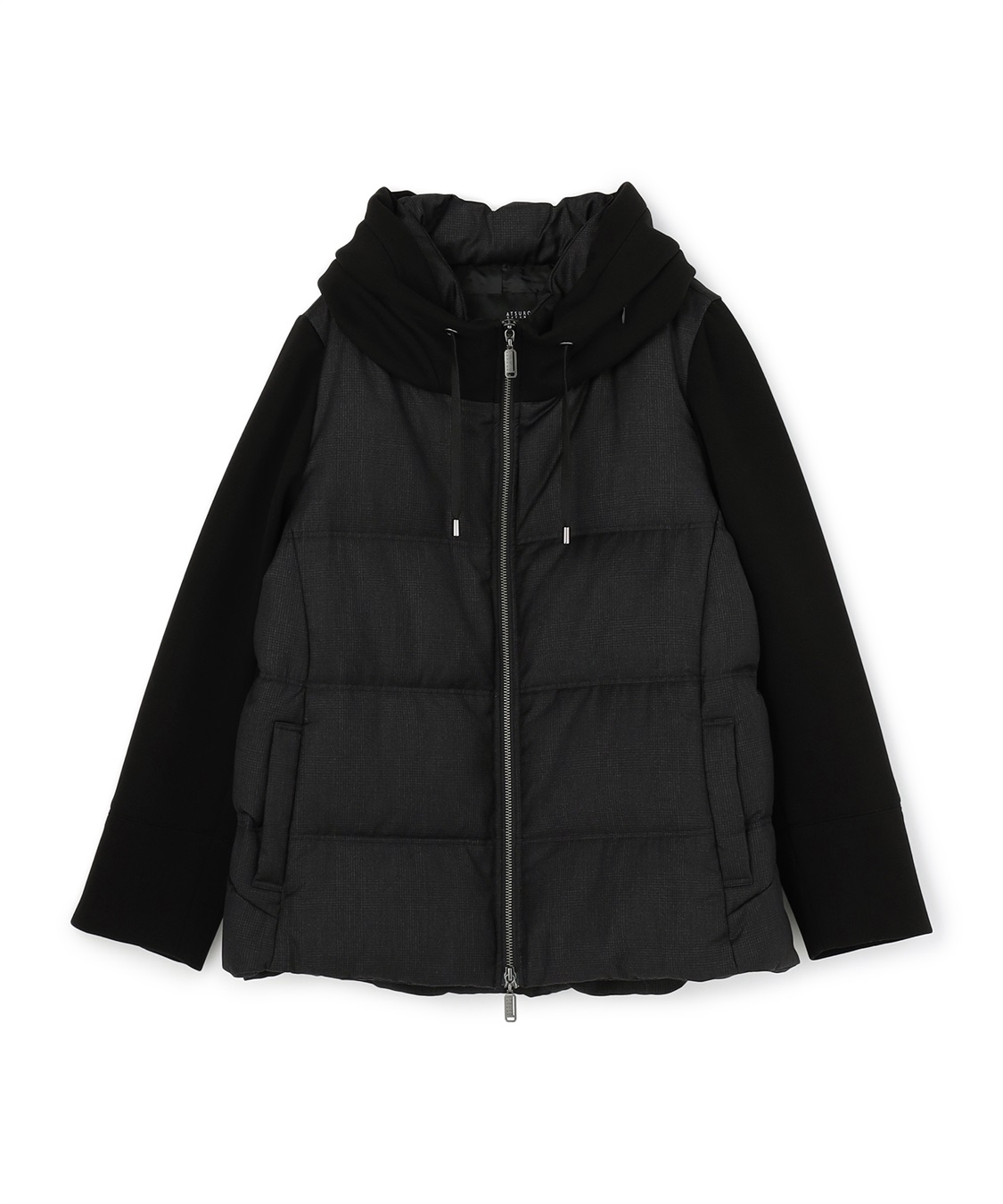 ATSURO TAYAMA 異素材フーデッドジップアップダウンジャケット_main