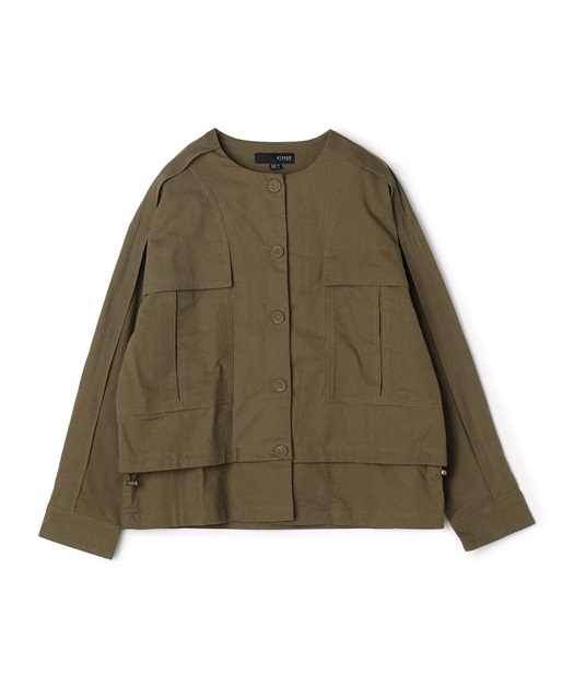 ART OF GARDEN】コットン×リネンキャンバスノーカラーブルゾン