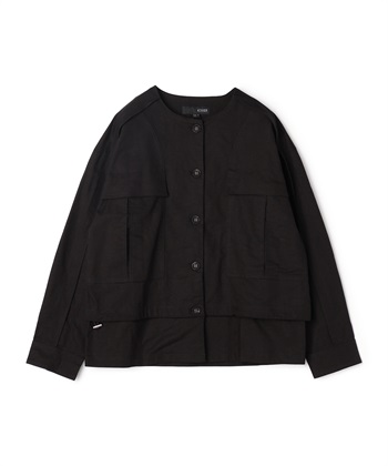 【ART OF GARDEN】コットン×リネンキャンバスノーカラーブルゾン(ガンメタ-36)