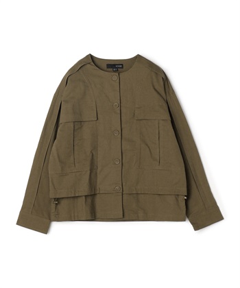 【ART OF GARDEN】コットン×リネンキャンバスノーカラーブルゾン(ベージュ-36)