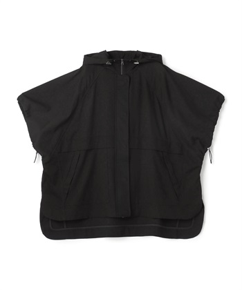 ポンチョ風フード付きベスト(ブラック-36)