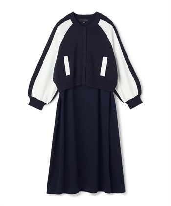 ブルゾン×ワンピースセット(ネイビー系-36)