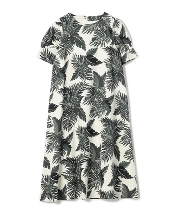 ボタニカル柄プリントワンピース(ブラック-36)