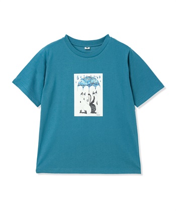 おかべてつろう「いっしょなら」Tシャツ(エメラルドグリーン-M)