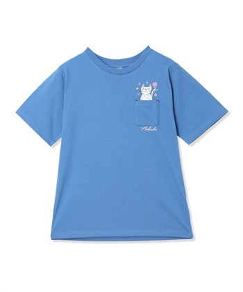 おかべてつろう「明日はきっといい日」ポケットTシャツ(ブルー-M)
