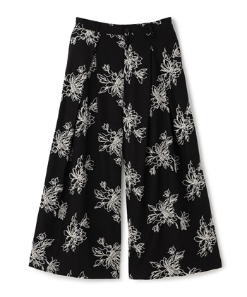 エンブロイダリープリントパンツ(ブラック系-36)