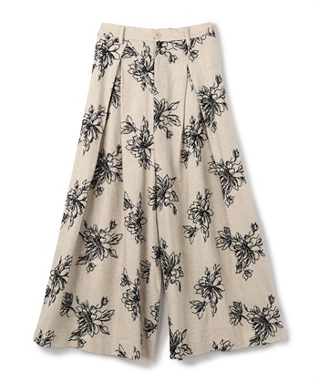 エンブロイダリープリントパンツ(ベージュ系-36)