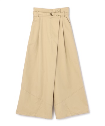 ベルト付きテンセルワイドパンツ(ベージュ-36)