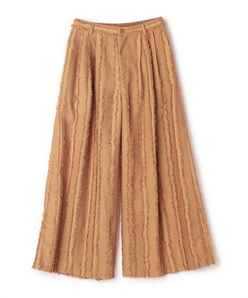 ジャカードストライプワイドパンツ(ブラウン系-36)