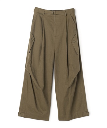 【ART OF GARDEN】コットン×リネンワイドパンツ(カーキ-36)