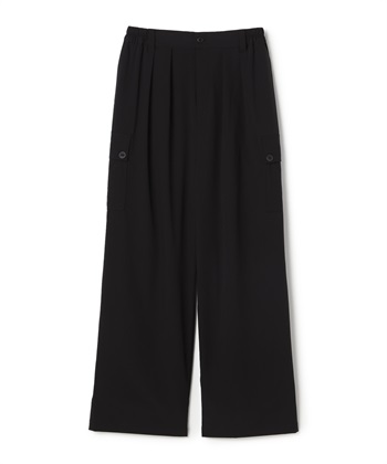 接触冷感ワイドカーゴパンツ(ブラック-36)