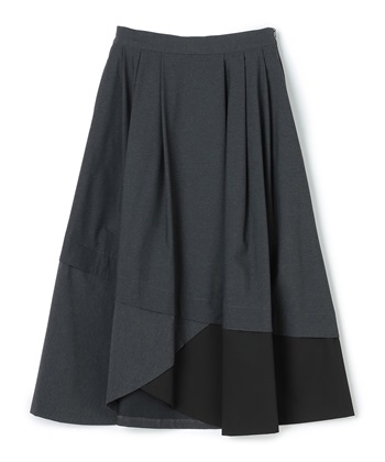 グレンチェック柄ロング丈スカート(グレー系-36)