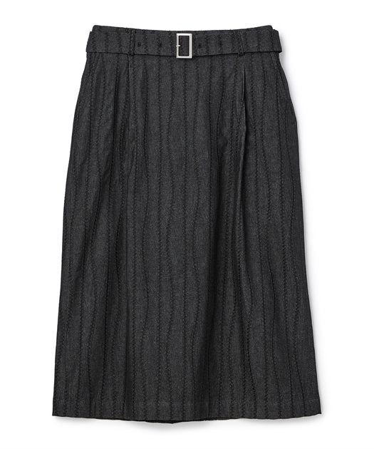 コットンストレッチベルテッドデニムスカート