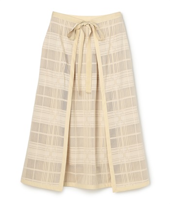 シースルーチェックスカート(ベージュ-36)