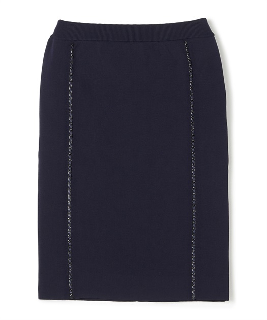 レザーチェーンニットタイトスカート