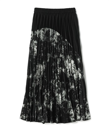 タイダイ柄使いプリーツスカート(ネイビー系-36)