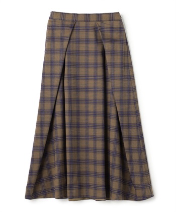 チェック柄ロング丈スカート(ブラウン系-36)